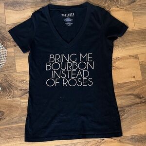 Black V-Neck Graphic Tee